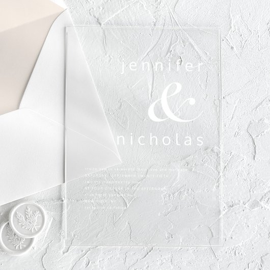Elegante Ampersand Bruiloft Acryl Uitnodigingen