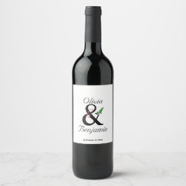 Elegante Ampersand Eten en Drinken Label Set Wijn Etiket