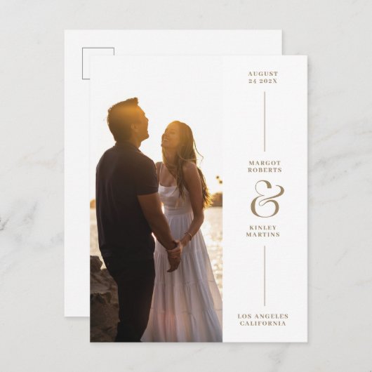 Elegante Ampersand Foto Save the Date Briefkaart (Voorkant / Achterkant)