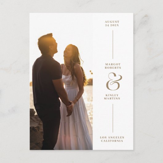 Elegante Ampersand Foto Save the Date Briefkaart (Voorkant)