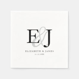 Elegante Ampersand Klassiek Monogram Trouw  Servet