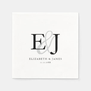 Elegante Ampersand Klassiek Monogram Trouw  Servet