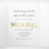 Elegante ampersand met witte roos bruiloft drieluik uitnodiging (Binnenkant midden)