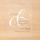 Elegante Ampersand minimalistische bruiloft Save t Acryl Uitnodigingen (Voorkant)