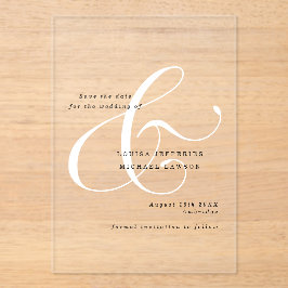 Elegante Ampersand minimalistische bruiloft Save t Acryl Uitnodigingen