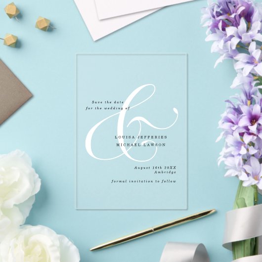 Elegante Ampersand minimalistische bruiloft Save t Acryl Uitnodigingen (Insitu (Huwelijk))