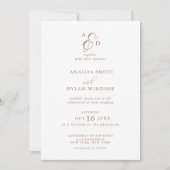 Elegante Ampersand Mocha Mousse Monogram Bruiloft Kaart (Voorkant)