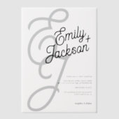 Elegante Ampersand Modern Initialen bruiloft Vellum Uitnodigingen (Voorkant)