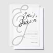 Elegante Ampersand Modern Initialen bruiloft Vellum Uitnodigingen (Offset)