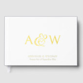 Elegante Ampersand Monogram Gold Foil White Weddin Gastenboek (Voorkant)