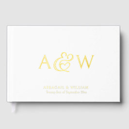 Elegante Ampersand Monogram Gold Foil White Weddin Gastenboek
