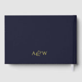 Elegante Ampersand Monogram Gold Navy Blue Wedding Gastenboek (Achterkant)