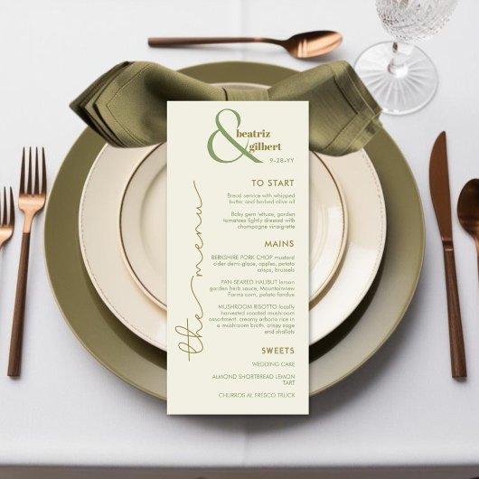 Elegante Ampersand Monogram Wedding Menu Kaart