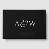 Elegante Ampersand Monogram Zilver Zwart Trouwen Gastenboek (Voorkant)