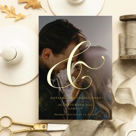 Elegante Ampersand Overlay Foto Save the Date Folie Uitnodiging