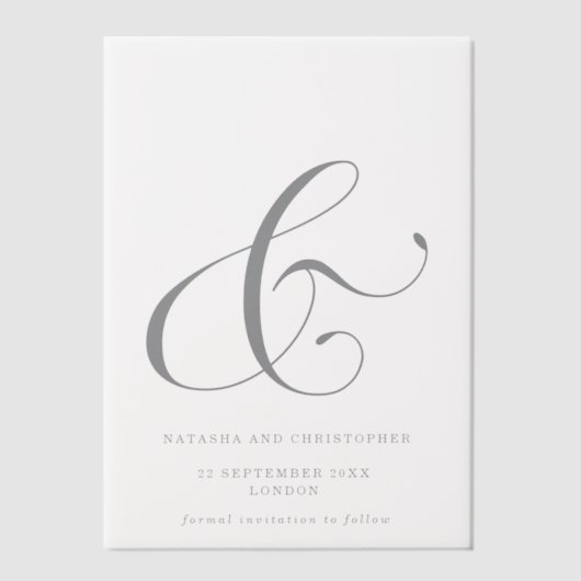 Elegante Ampersand Overlay Save the Date Vellum Uitnodigingen (Voorkant)