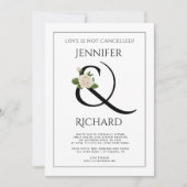 Elegante ampersand roos zwart wit virtual bruiloft kaart (Voorkant)