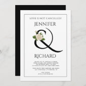 Elegante ampersand roos zwart wit virtual bruiloft kaart (Voorkant / Achterkant)