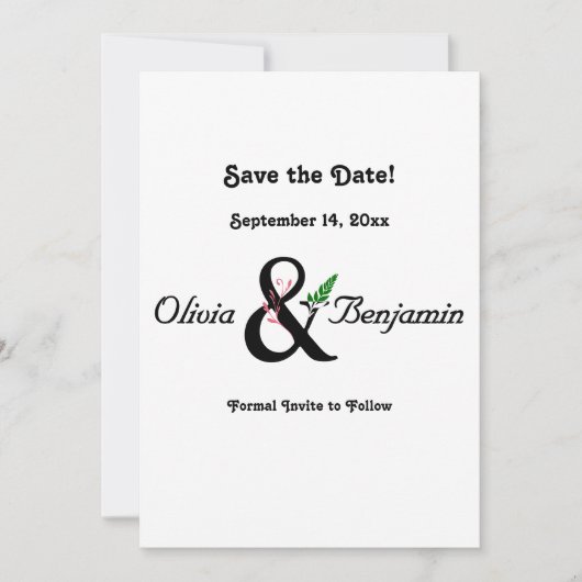 Elegante Ampersand Save the Date Kaart (Voorkant)