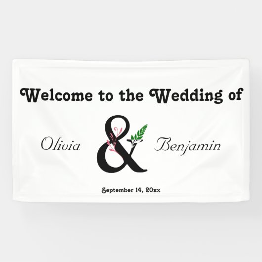 Elegante Ampersand trouwbanner Spandoek (Horizontaal)