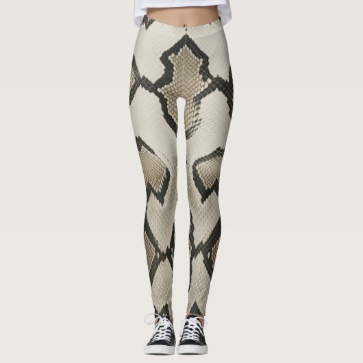 Elegante anaconda textuur stof print leggings (Voorkant)