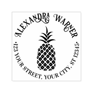 Elegante Ananas #11 Naam Retouradres Zelfinktende Stempel