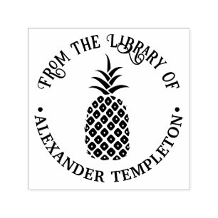 Elegante Ananas #11B “Uit de bibliotheek van” Naam Zelfinktende Stempel