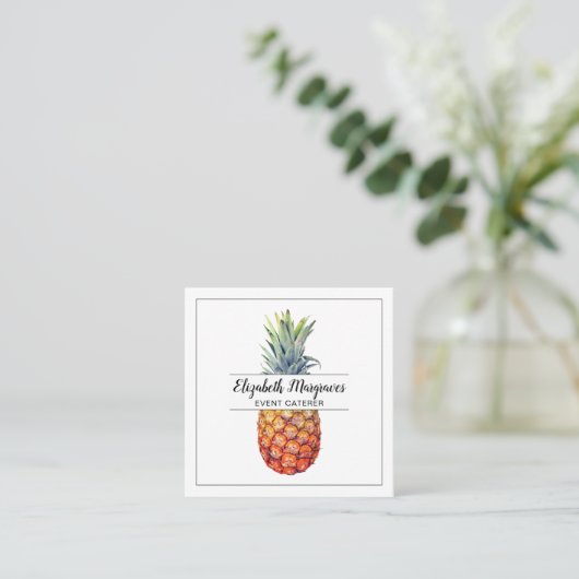 Elegante ananas event planner en cateraar vierkante visitekaartje (Staand voorkant)