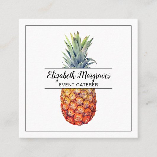 Elegante ananas event planner en cateraar vierkante visitekaartje (Voorkant)
