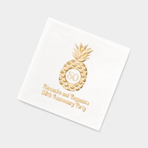 Elegante Ananas Kader Jubileumfeest Folie Servetten
