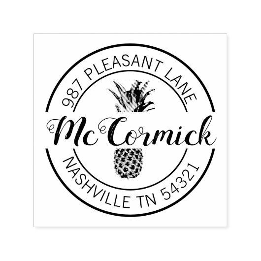 Elegante ananas kalligrafie retouradres  zelfinktende stempel (Design)