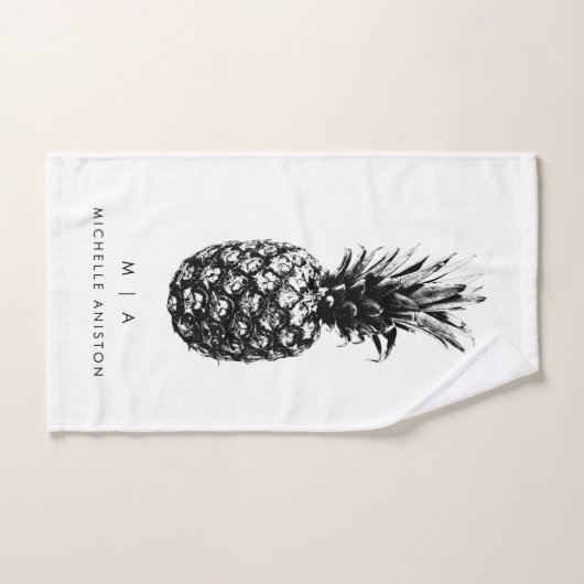 Elegante ananas | Monogram Aangepast Handdoek (Handdoek)