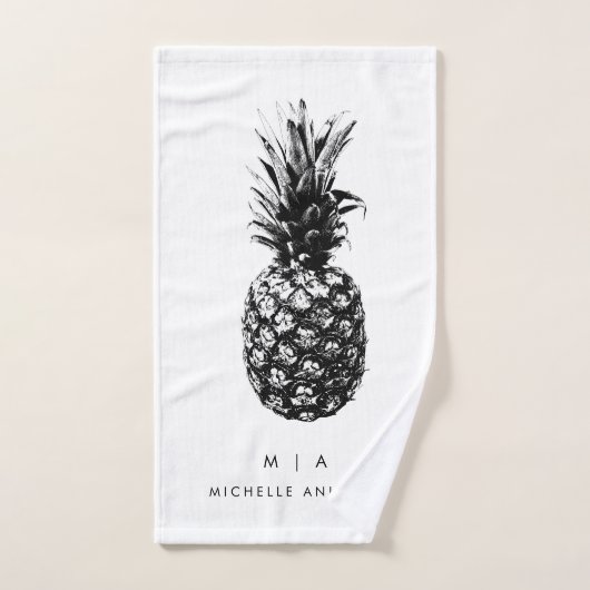 Elegante ananas | Monogram Aangepast Handdoek (Handdoek)