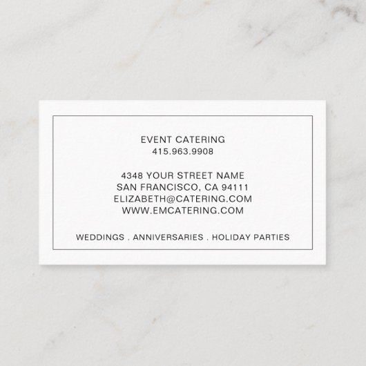 Elegante ananas stijlvolle catering Logo Visitekaartje (Achterkant)