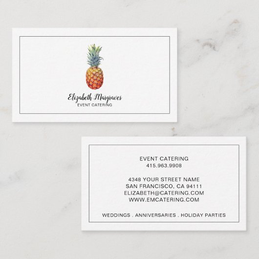 Elegante ananas stijlvolle catering Logo Visitekaartje (Voorkant / Achterkant)