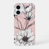 Elegante Anemone Bloemen Custom Naam iPhone 16 Hoesje (Achterkant)
