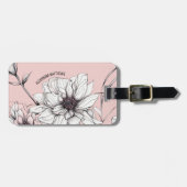 Elegante Anemone Bloemen Custom Naam Roze Bagagelabel (Voorkant horizontaal)
