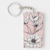 Elegante Anemone Bloemen Custom Naam Sleutelhanger (Voorkant)