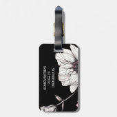 Elegante Anemone Bloemen Custom Naam Zwart Bagagelabel (Achterkant verticaal)