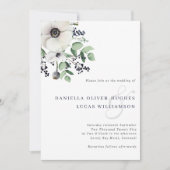 Elegante Anemone & Navy Winter Berries Bruiloft Kaart (Voorkant)