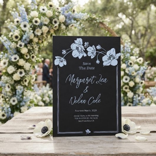 Elegante Anemoon Bloemige Save the Date Kaart
