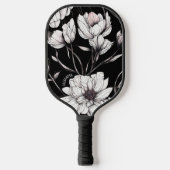 Elegante Anemoon Bloemstuk Aangepaste Naam Zwart Pickleball Paddle (Voorkant)