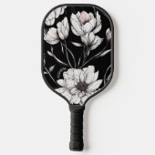Elegante Anemoon Bloemstuk Aangepaste Naam Zwart Pickleball Paddle (Achterkant)