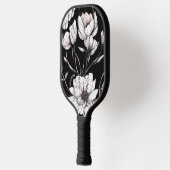 Elegante Anemoon Bloemstuk Aangepaste Naam Zwart Pickleball Paddle (Links)