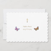 Elegante Anemoon Vlinder Meisje Foto Doop Kaart (Achterkant)