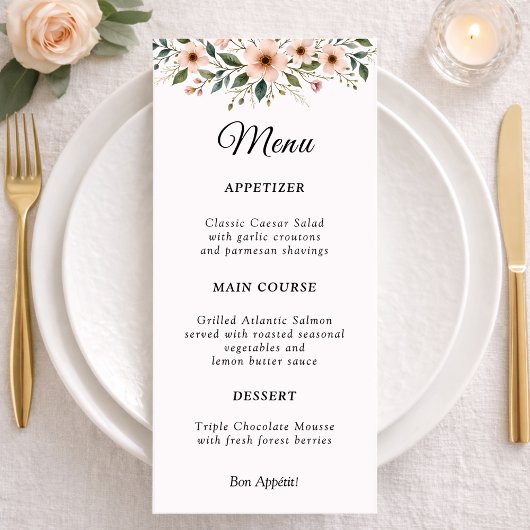 Elegante Anemoon Wilde Bloem Botanische Trouwmenu Menu