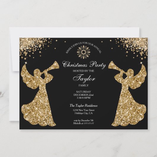 Elegante Angel Christmas Family Dinner Party Kaart (Voorkant)