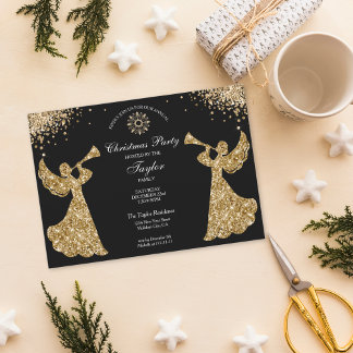 Elegante Angel Christmas Family Dinner Party Kaart