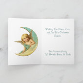 Elegante  Angel & Moon Custom Christmas Feestdagen Kaart (Binnen)