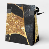 Elegante Animal Print Gouden en Zwarte Glitter Loo Bedankdoosjes (Achterkant)